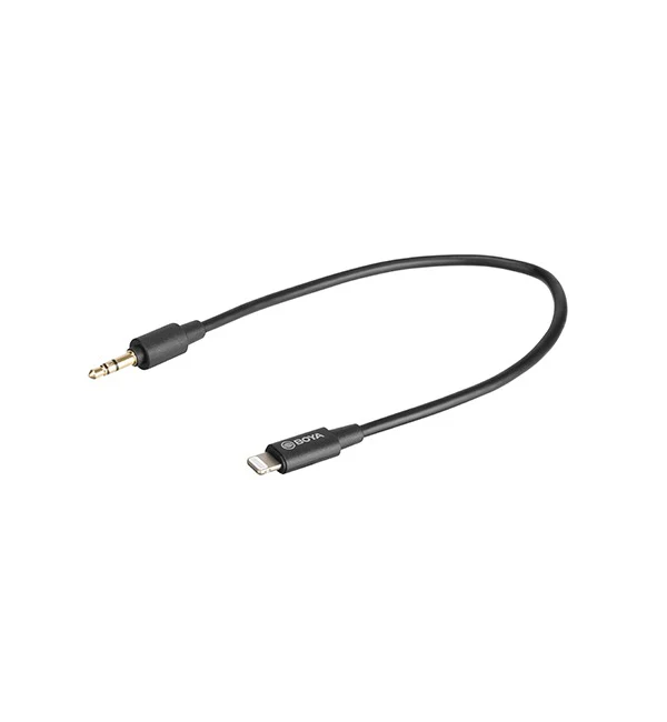 BOYA 3.5mm TRS Male to Lightning Male Adapter Cable (20cm) – Black - Image 2