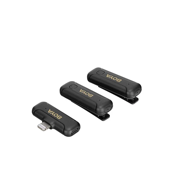 BOYA Smallest 2.4Ghz Wireless Microphone with Lightning connector for iOS device( 2TX+1RX) – Black - Image 2