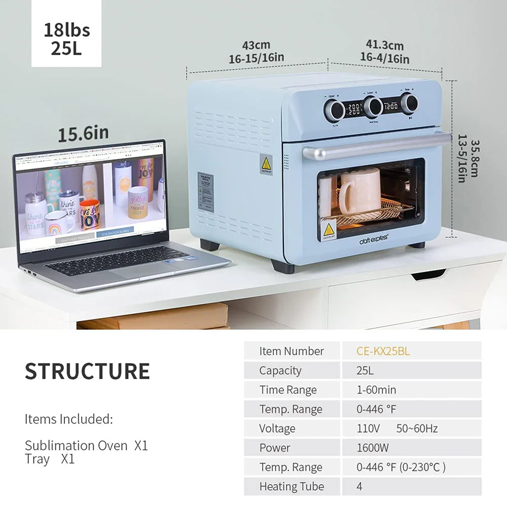 Craft Express Elite Sublimation Oven – 25L / Light Blue - Image 8