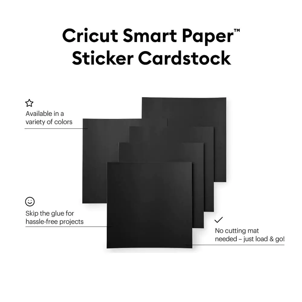 Cricut Smart Paper Sticker Cardstock - 33 x 33 cm/ Black/ 10 sheets - Image 2