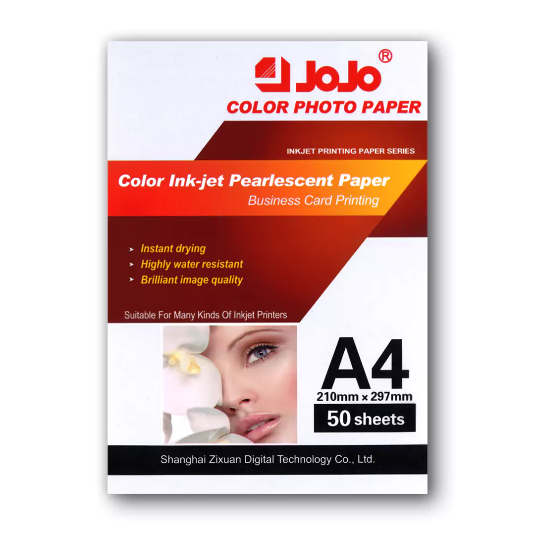 JoJo Pearlescent Ice White Leni Embossed Paper - A4 / 260GSM / 50 Sheets / Color Inkjet Printing / JE-1004