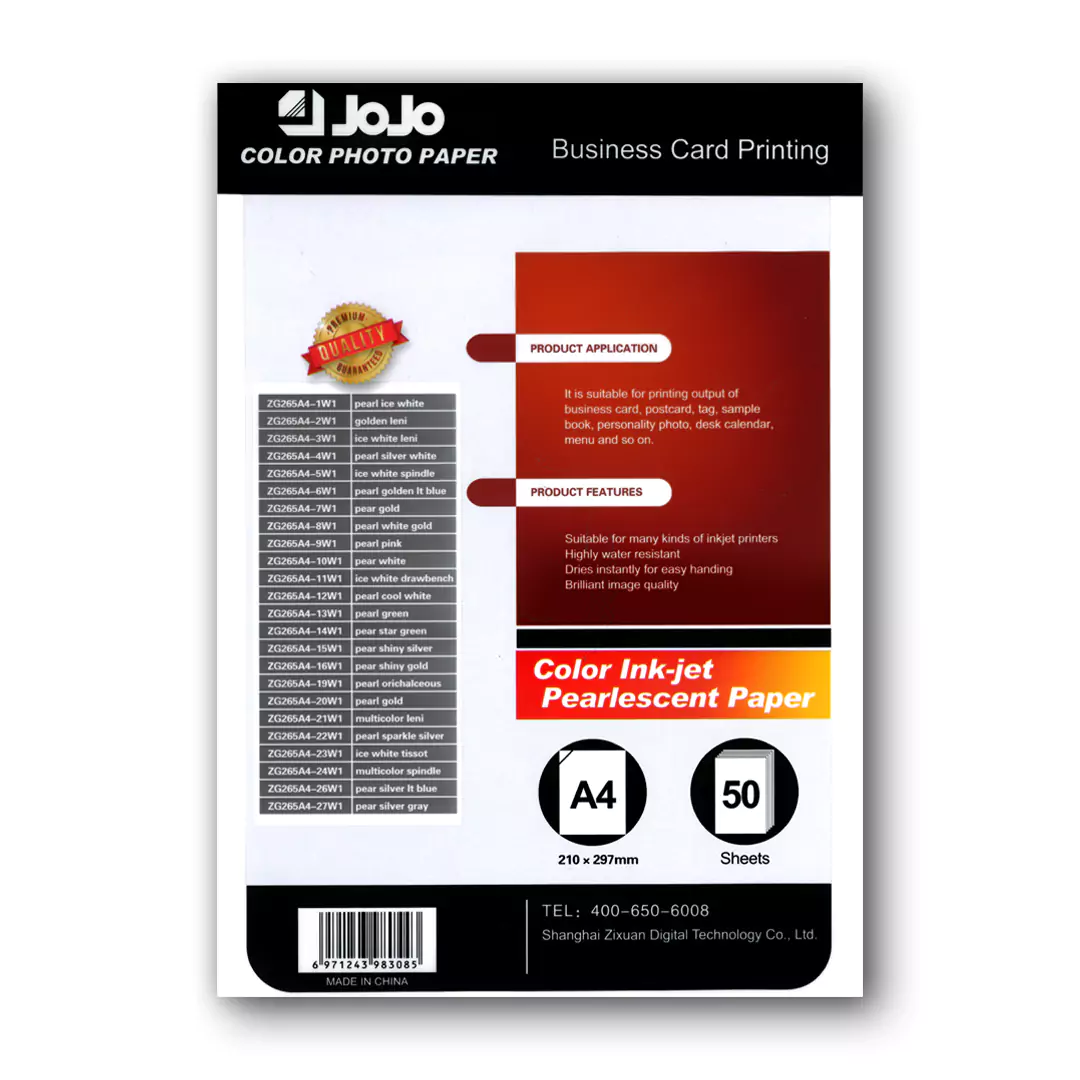 JoJo Pearlescent Ice White Spindle Embossed Paper - A4 / 260GSM / 50 Sheets / Color Inkjet Printing / JE-1009 - Image 2