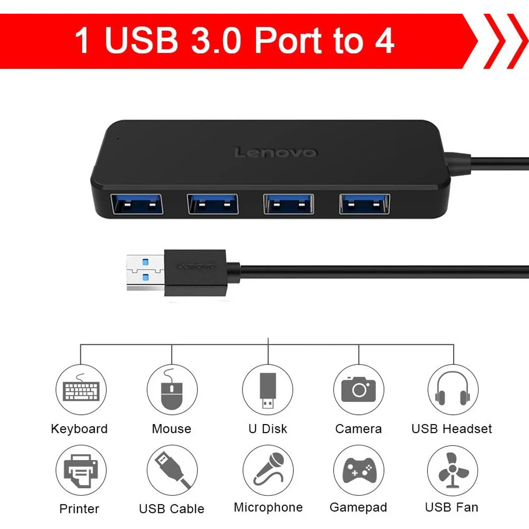 Lenovo A601 USB Hub – 4 Port USB 3.0 Hub with 19 Inch Long Cable - Image 4
