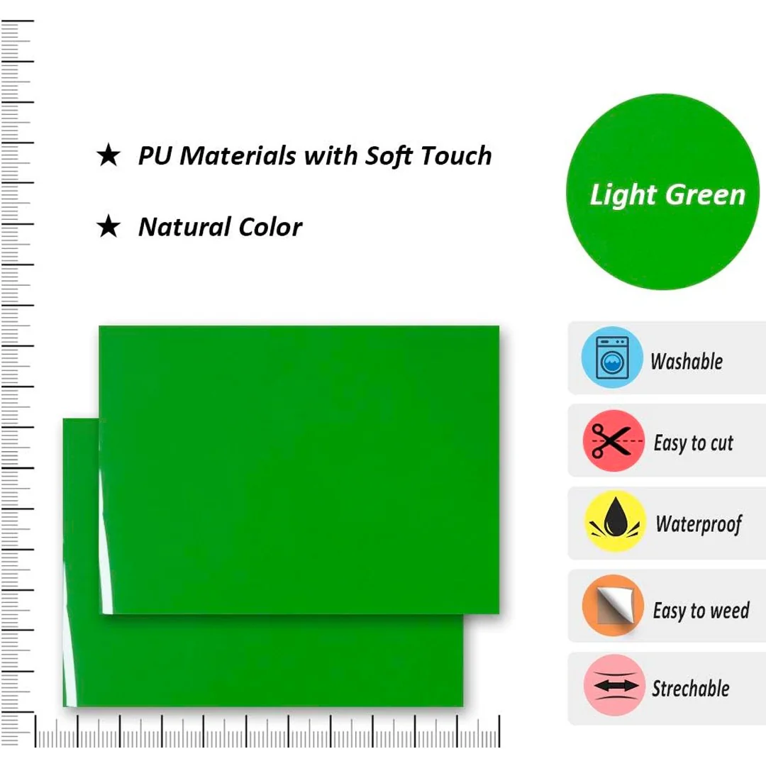 Light Green PVC Heat Transfer Vinyl Sticker Roll – 50cm x 1m - Image 4