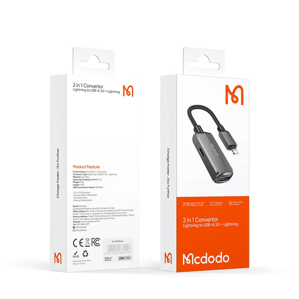Mcdodo CA-269 2 in 1 USB Lightning OTG 3.0 Converter Adapter - Image 8