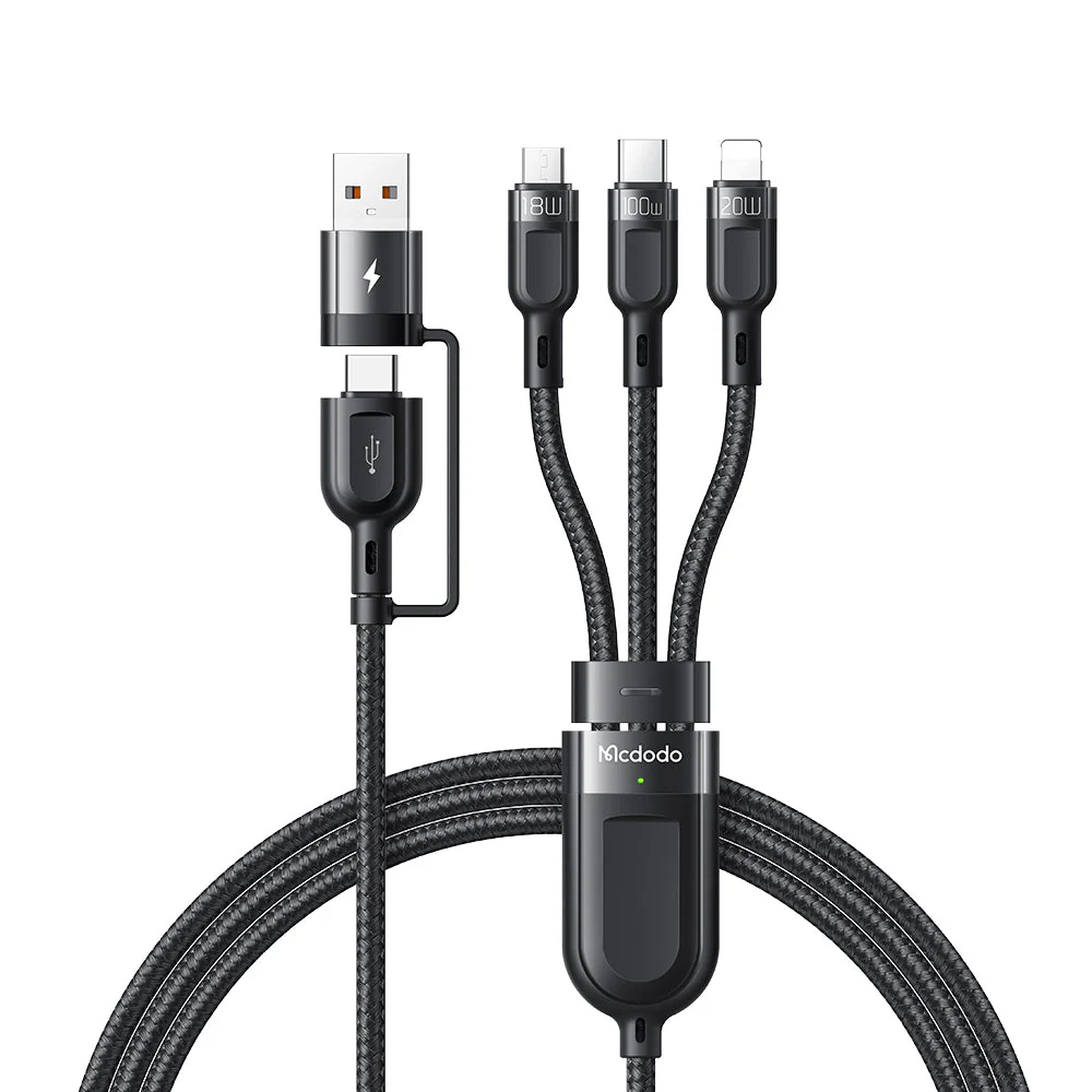 Mcdodo CA-880 Multifunction Data Cable – 2 in 1 PD USB-C / USB-A / Lightning / 1.2 Meters / Black