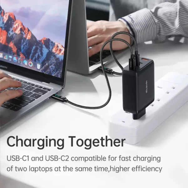 Mcdodo CH-076 GaN 120W PD Four-Port Wall Charger With Cable – USB-C / USB-A / 120W / Black - Image 3
