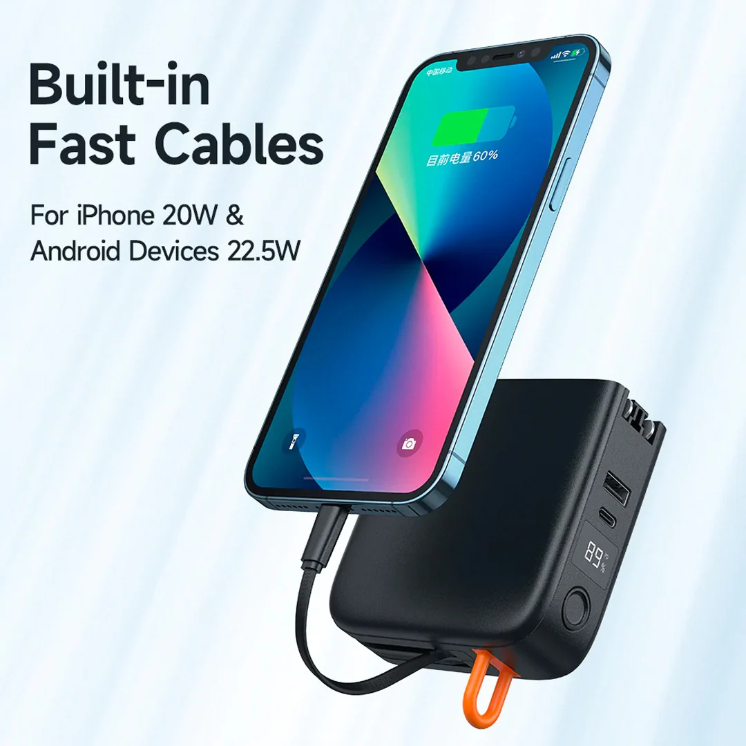 Mcdodo CH-117 22.5W QC 15000mAh Powerbank & Universal Charger with Built-in Cable - Image 3