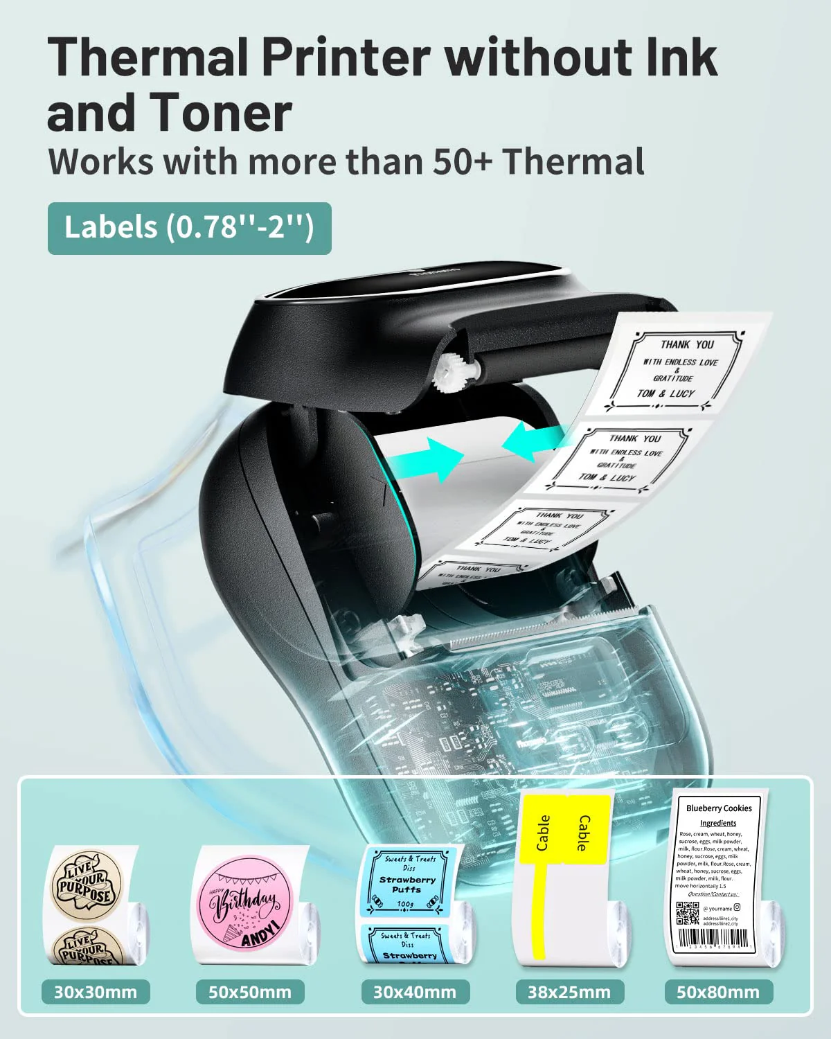 Phomemo M110 Bluetooth Portable Thermal Business Label Maker - 203dpi / 1500mAh / Black - Image 3