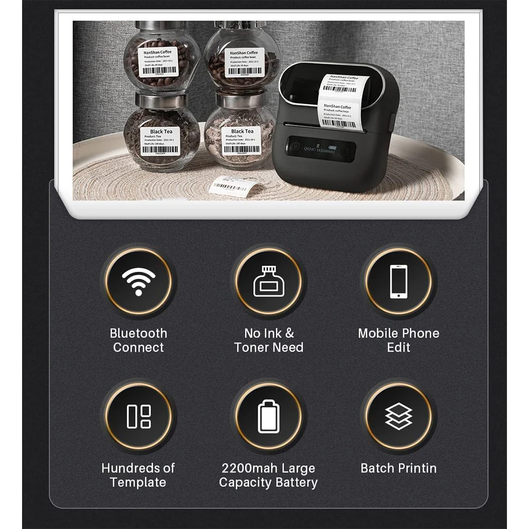 Phomemo M220 Label Maker, Bluetooth Thermal Label Printer with 1 Roll 40 x 30mm - Image 4