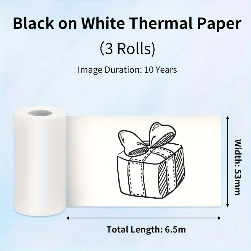 Phomemo Thermal Paper – 80mm x 6.5m/Roll / 3 Pack / Black on White - Q22-RM10-80 - Image 2
