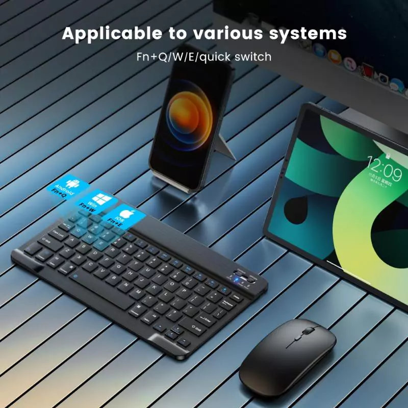 Rechargeable Ultra-Slim Bluetooth Keyboard and Mouse Combo - Blue - Image 5